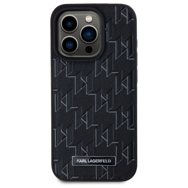 Futrola MagSafe za Apple iPhone 15 Pro, Karl Lagerfeld, Monogram Metal Logo, Crna