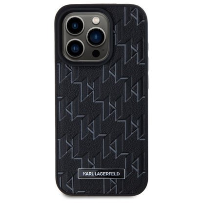 Futrola MagSafe za Apple iPhone 15 Pro, Karl Lagerfeld, Monogram Metal Logo, Crna