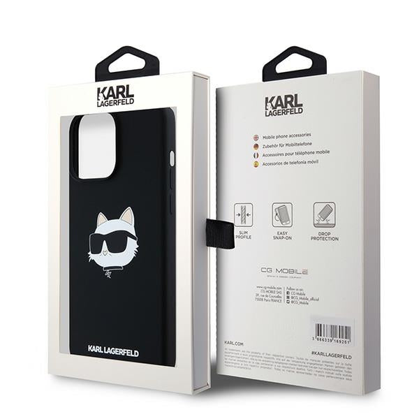 MagSafe futrola za Apple iPhone 15 Pro, Karl Lagerfeld, Silikonska Choupette's Head, Crna