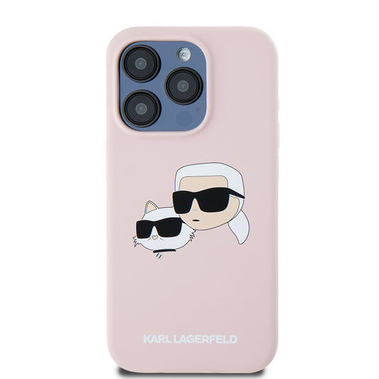 MagSafe futrola za Apple iPhone 15 Pro, Karl Lagerfeld, Silikon Karl & Choupette's Heads, Roza