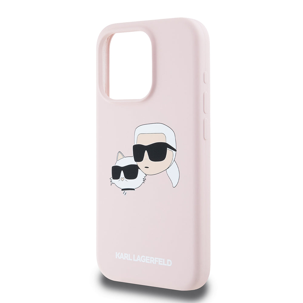 MagSafe futrola za Apple iPhone 15 Pro, Karl Lagerfeld, Silikon Karl & Choupette's Heads, Roza