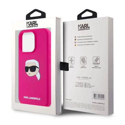 Futrola MagSafe za Apple iPhone 15 Pro, Karl Lagerfeld, Silikon Karl's Head, Fuksija