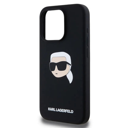 Futrola MagSafe za Apple iPhone 15 Pro, Karl Lagerfeld, Silikon Karl's Head, Crna