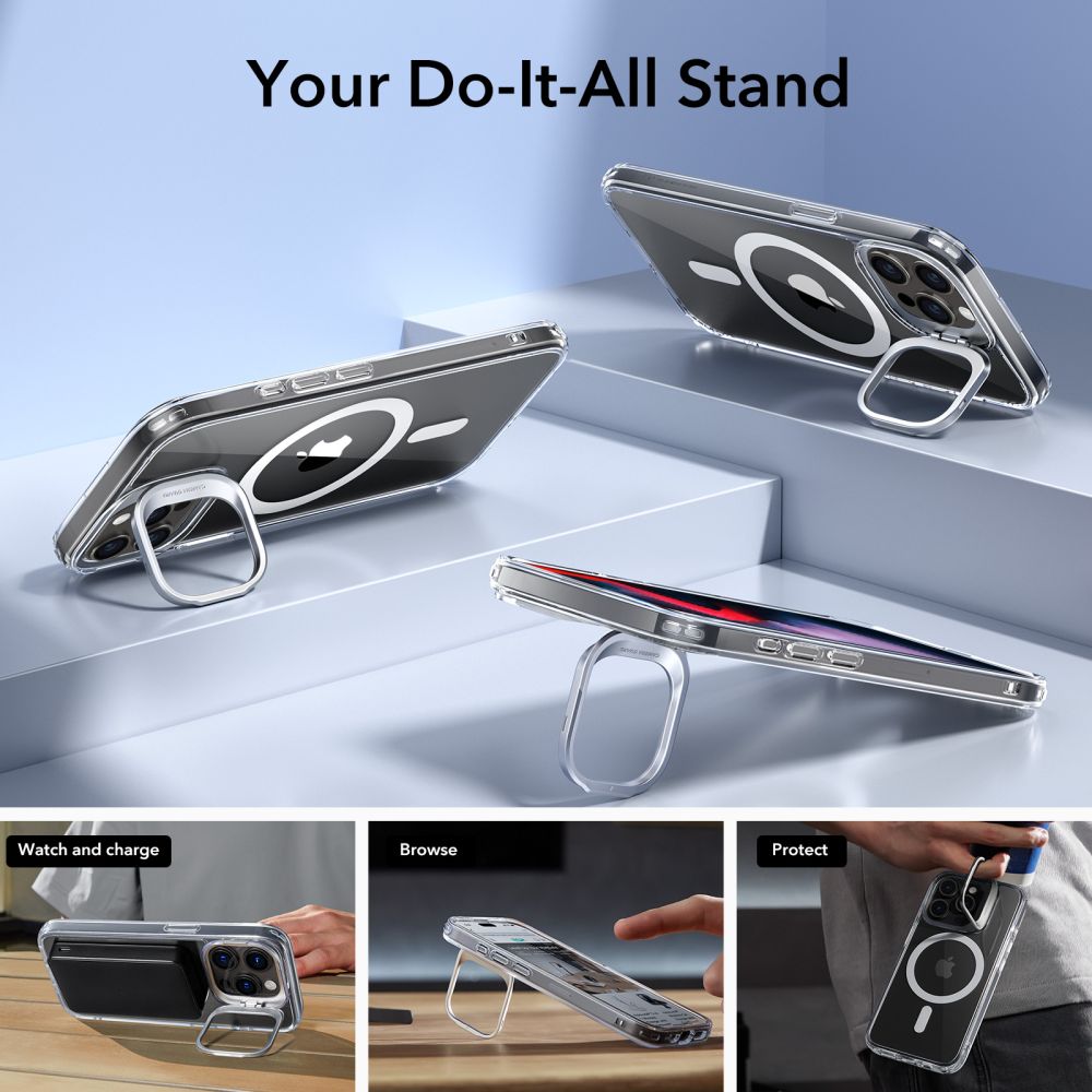MagSafe futrola za Apple iPhone 15 Pro Max, ESR, Classic Hybrid Kickstand, Prozirna