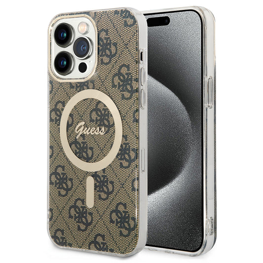 MagSafe futrola za Apple iPhone 15 Pro Max, Guess, 4G IML, smeđa GUHMP15XH4STW