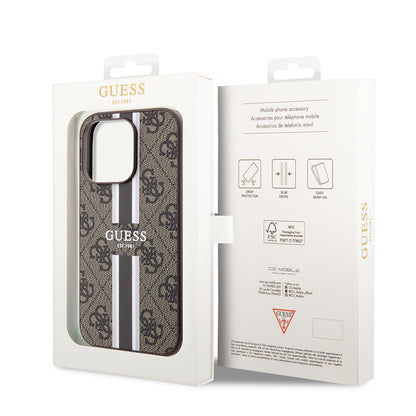 MagSafe futrola za Apple iPhone 15 Pro Max, Guess, 4G Printed Stripes, smeđa