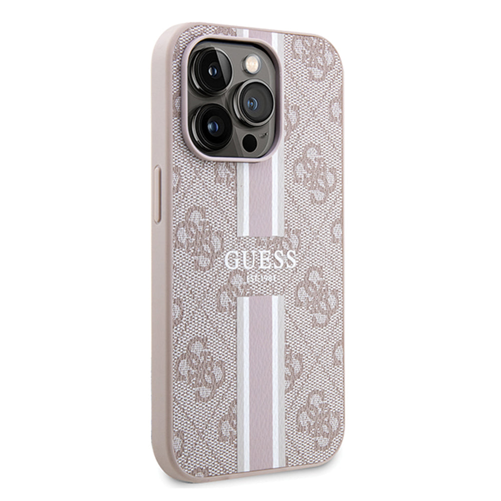 MagSafe futrola za Apple iPhone 15 Pro Max, Guess, 4G Printed Stripes, Roza