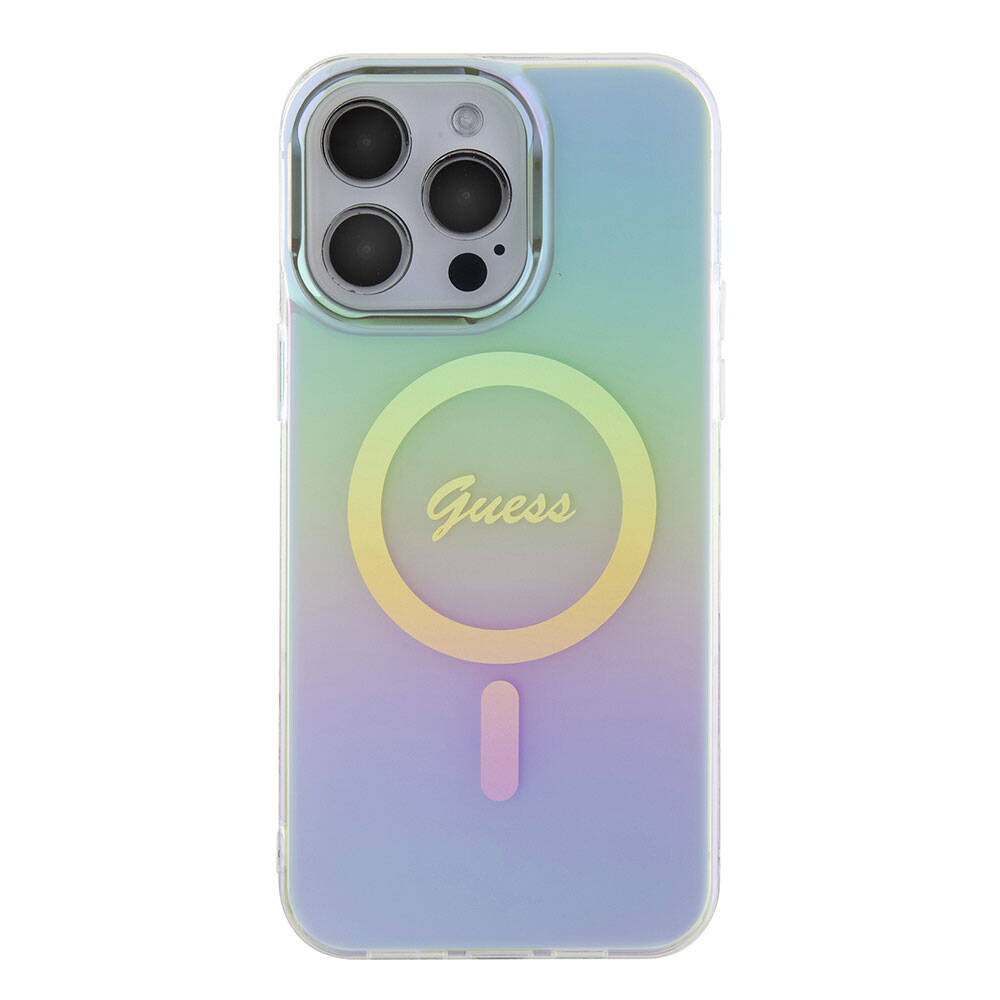Futrola MagSafe za Apple iPhone 15 Pro Max, Guess, IML Iridescent, Tirkizna
