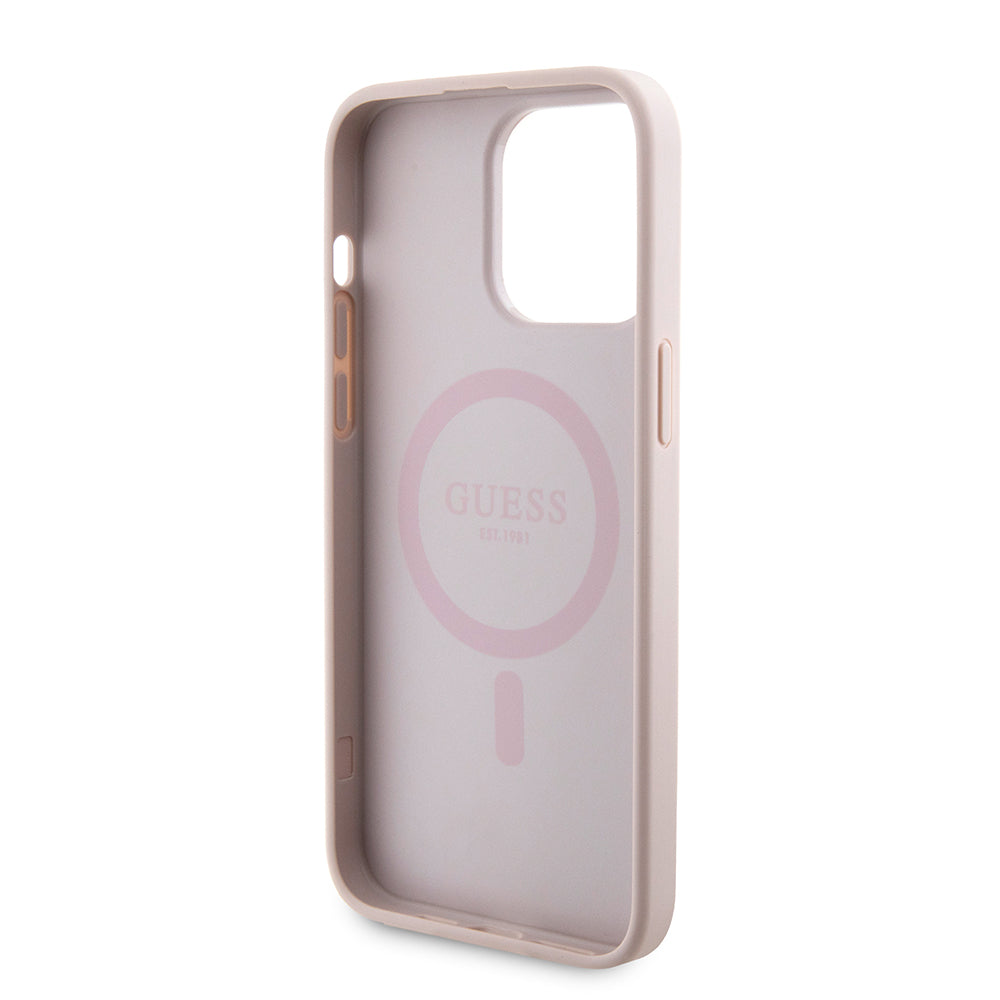 MagSafe futrola za Apple iPhone 15 Pro Max, Guess, Powerbank 4G Metal Logo, Roza