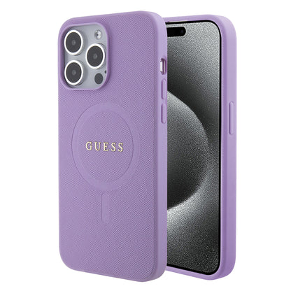 Futrola MagSafe za Apple iPhone 15 Pro Max, Guess, Saffiano, Ljubičasta