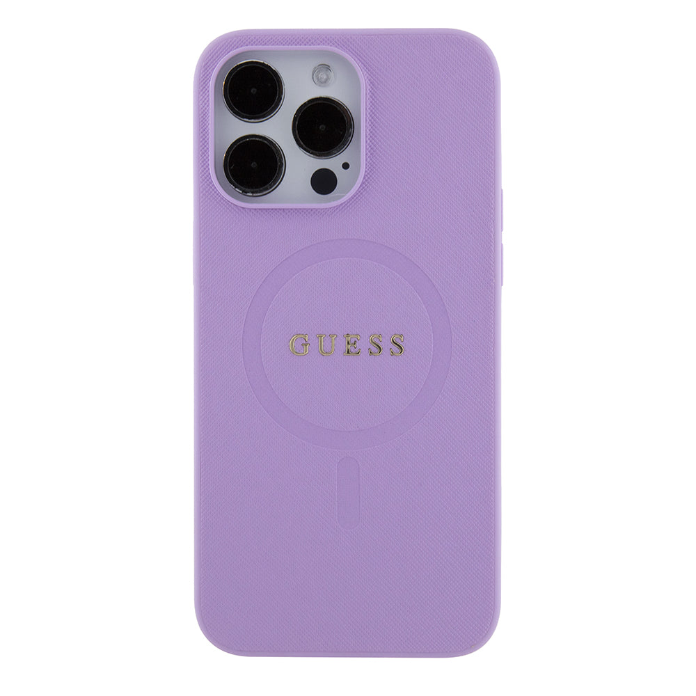Futrola MagSafe za Apple iPhone 15 Pro Max, Guess, Saffiano, Ljubičasta