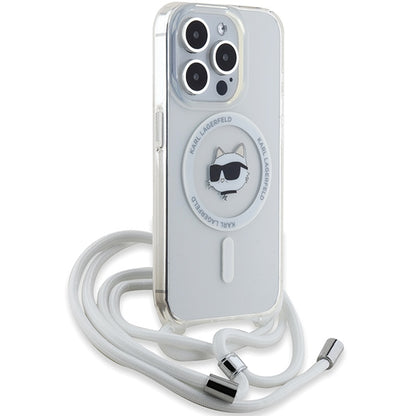 Futrola MagSafe za Apple iPhone 15 Pro Max, Karl Lagerfeld, IML Crossbody Choupette's Head with Strap, Prozirna
