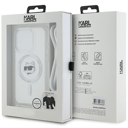 Futrola MagSafe za Apple iPhone 15 Pro Max, Karl Lagerfeld, IML Crossbody Choupette's Head with Strap, Prozirna