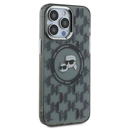 Futrola MagSafe za Apple iPhone 15 Pro Max, Karl Lagerfeld, IML Monogram Karl & Choupette's Heads, Crna