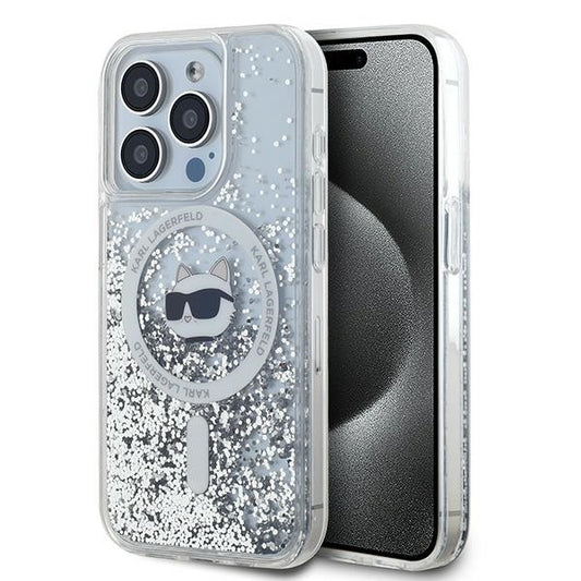 MagSafe futrola za Apple iPhone 15 Pro Max, Karl Lagerfeld, Liquid Glitter Choupette Head, Prozirna
