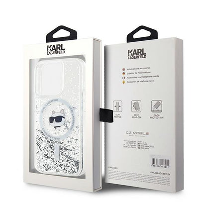 MagSafe futrola za Apple iPhone 15 Pro Max, Karl Lagerfeld, Liquid Glitter Choupette Head, Prozirna
