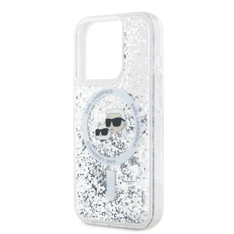 MagSafe futrola za Apple iPhone 15 Pro Max, Karl Lagerfeld, Liquid Glitter Karl & Choupette's Heads, Prozirna