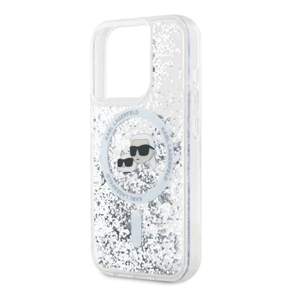 MagSafe futrola za Apple iPhone 15 Pro Max, Karl Lagerfeld, Liquid Glitter Karl & Choupette's Heads, Prozirna