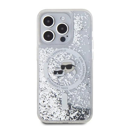 MagSafe futrola za Apple iPhone 15 Pro Max, Karl Lagerfeld, Liquid Glitter Karl & Choupette's Heads, Prozirna