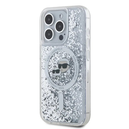 MagSafe futrola za Apple iPhone 15 Pro Max, Karl Lagerfeld, Liquid Glitter Karl & Choupette's Heads, Prozirna