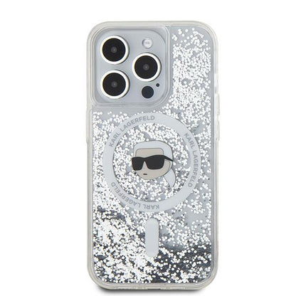 MagSafe futrola za Apple iPhone 15 Pro Max, Karl Lagerfeld, Liquid Glitter Karl's Head, Prozirna