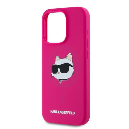 Futrola MagSafe za Apple iPhone 15 Pro Max, Karl Lagerfeld, Silikon Choupette's Head, Fuksija
