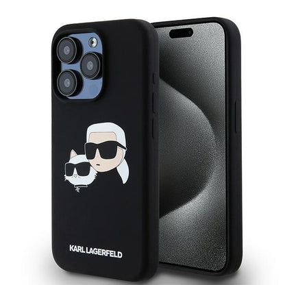 MagSafe futrola za Apple iPhone 15 Pro Max, Karl Lagerfeld, Silikon Karl & Choupette, Crna