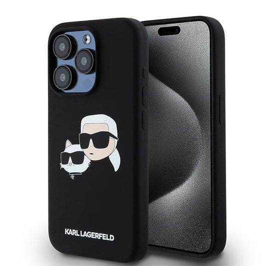 MagSafe futrola za Apple iPhone 15 Pro Max, Karl Lagerfeld, Silikon Karl & Choupette, Crna