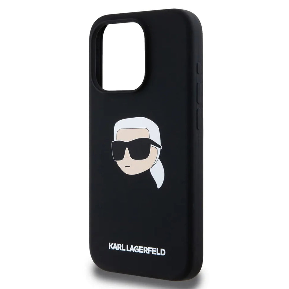 MagSafe futrola za Apple iPhone 15 Pro Max, Karl Lagerfeld, Silikonska Karl's Head, Crna