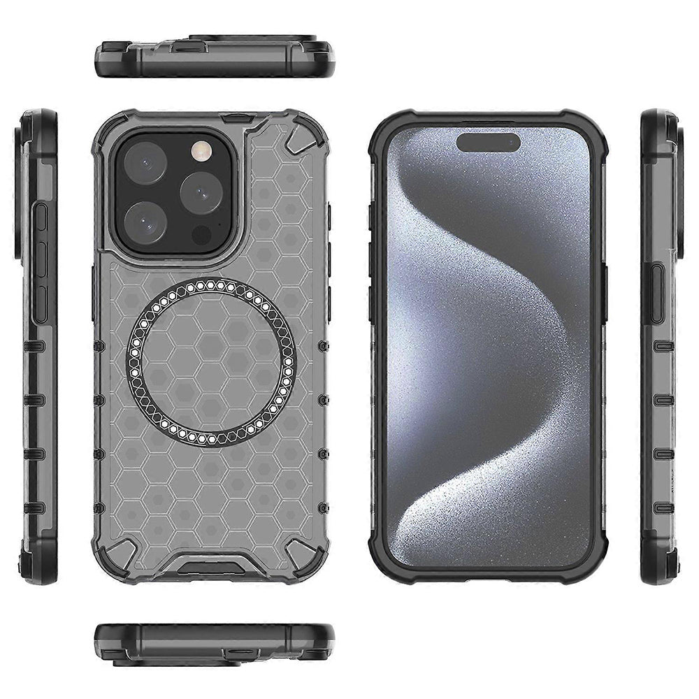 MagSafe futrola za Apple iPhone 15 Pro Max, Techsuit, HoneyComb Shield, Crna