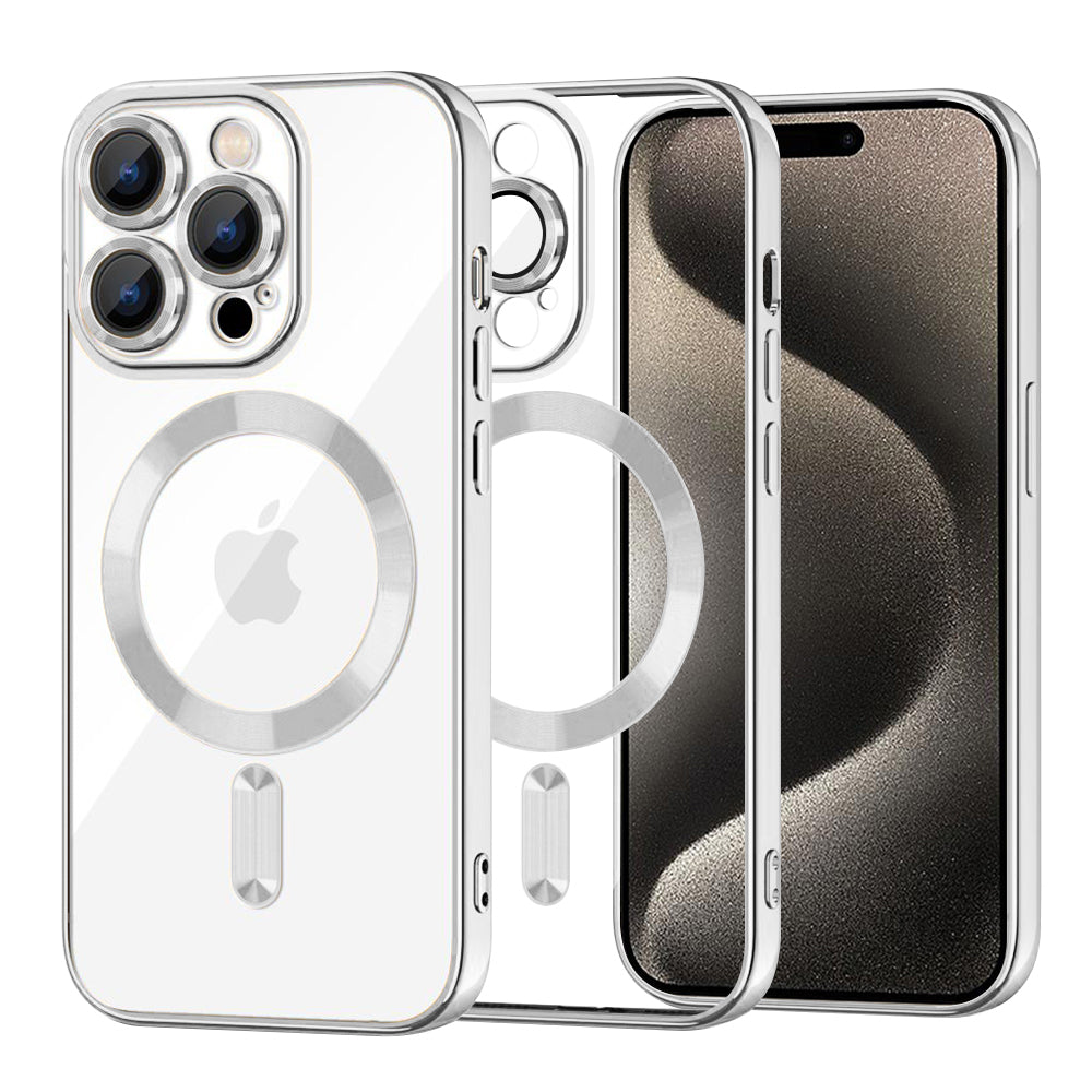 MagSafe futrola za Apple iPhone 15 Pro Max, Techsuit, Luxury Crystal, Srebrna