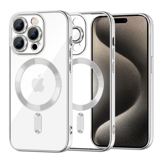 MagSafe futrola za Apple iPhone 15 Pro Max, Techsuit, Luxury Crystal, Srebrna