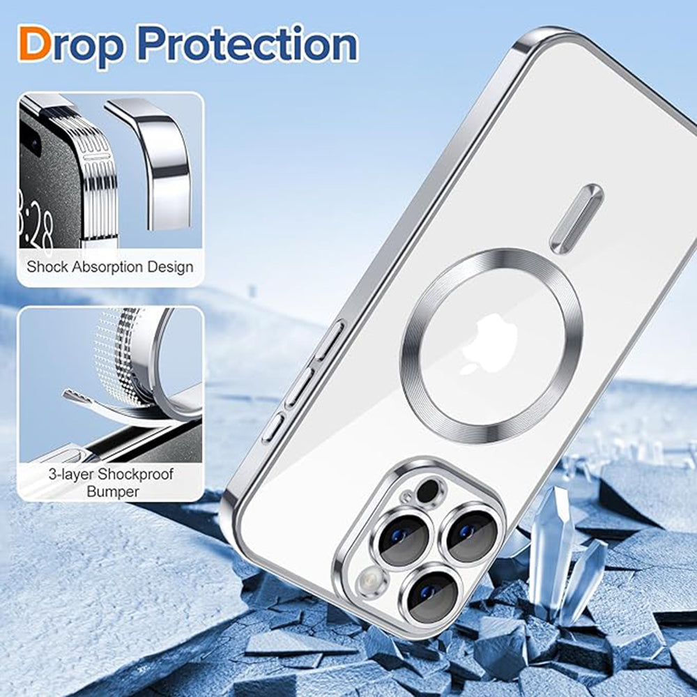 MagSafe futrola za Apple iPhone 15 Pro Max, Techsuit, Luxury Crystal, Srebrna