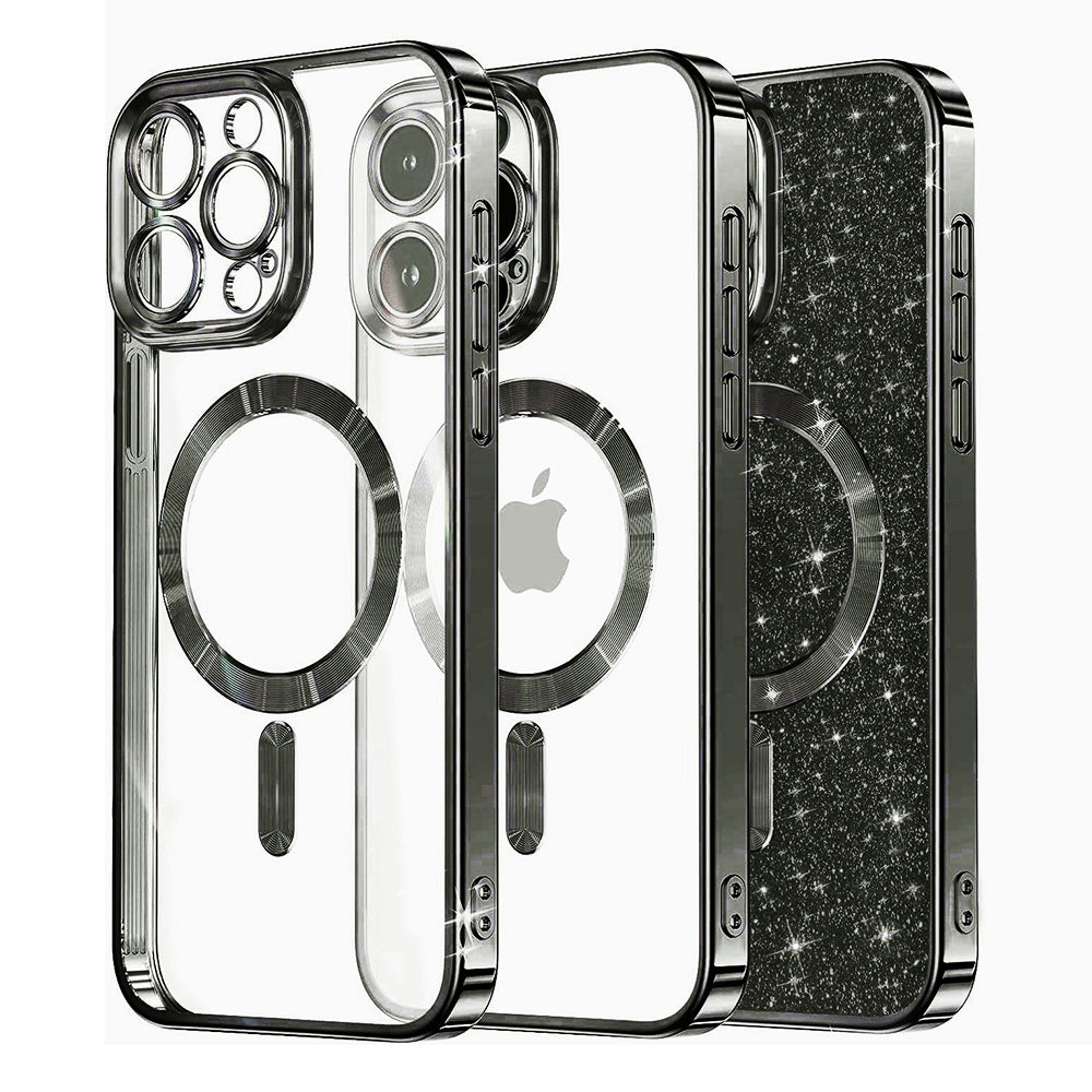 MagSafe futrola za Apple iPhone 15 Pro Max, Techsuit, Luxury Glitter, Crna