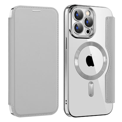 MagSafe futrola za Apple iPhone 15 Pro Max, Techsuit, SmartMag Book, Siva