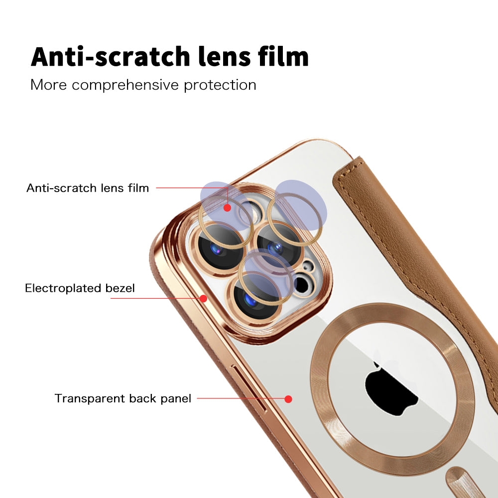MagSafe futrola za Apple iPhone 15 Pro Max, Techsuit, SmartMag Book, Smeđa