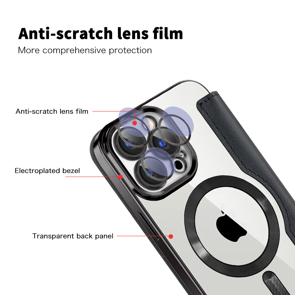 MagSafe futrola za Apple iPhone 15 Pro Max, Techsuit, SmartMag Book, Crna