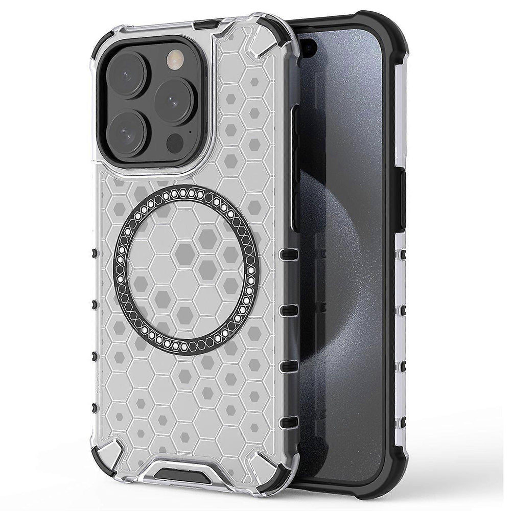 MagSafe maska za Apple iPhone 15 Pro, Techsuit, HoneyComb Shield, Bijela