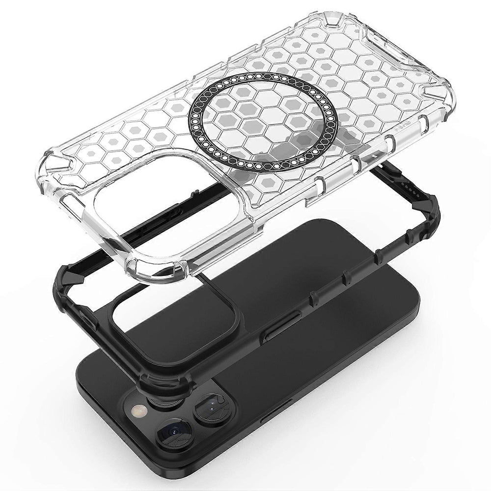 MagSafe maska za Apple iPhone 15 Pro, Techsuit, HoneyComb Shield, Bijela