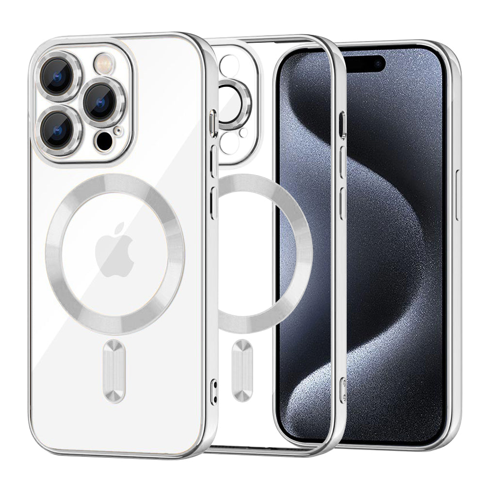 MagSafe futrola za Apple iPhone 15 Pro, Techsuit, Luxury Crystal, Srebrna
