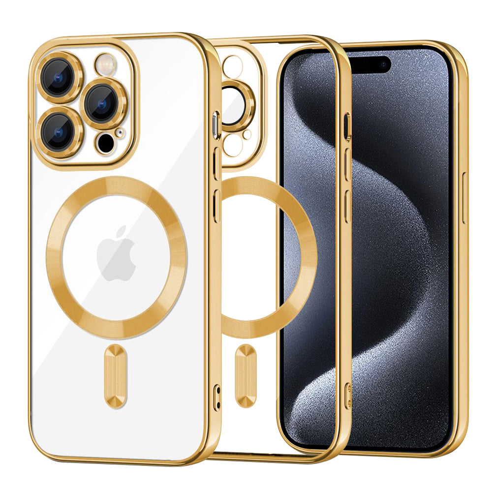 MagSafe maska za Apple iPhone 15 Pro, Techsuit, Luxury Crystal, Zlatna