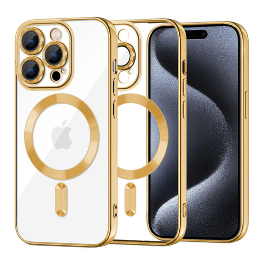 MagSafe maska za Apple iPhone 15 Pro, Techsuit, Luxury Crystal, Zlatna