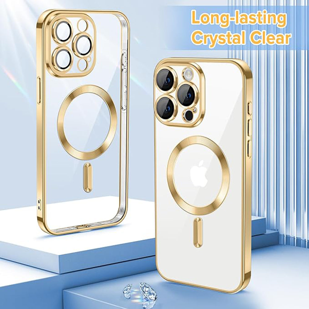 MagSafe maska za Apple iPhone 15 Pro, Techsuit, Luxury Crystal, Zlatna