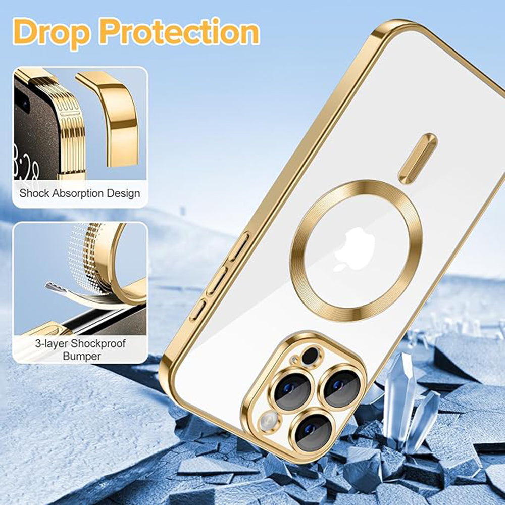 MagSafe maska za Apple iPhone 15 Pro, Techsuit, Luxury Crystal, Zlatna
