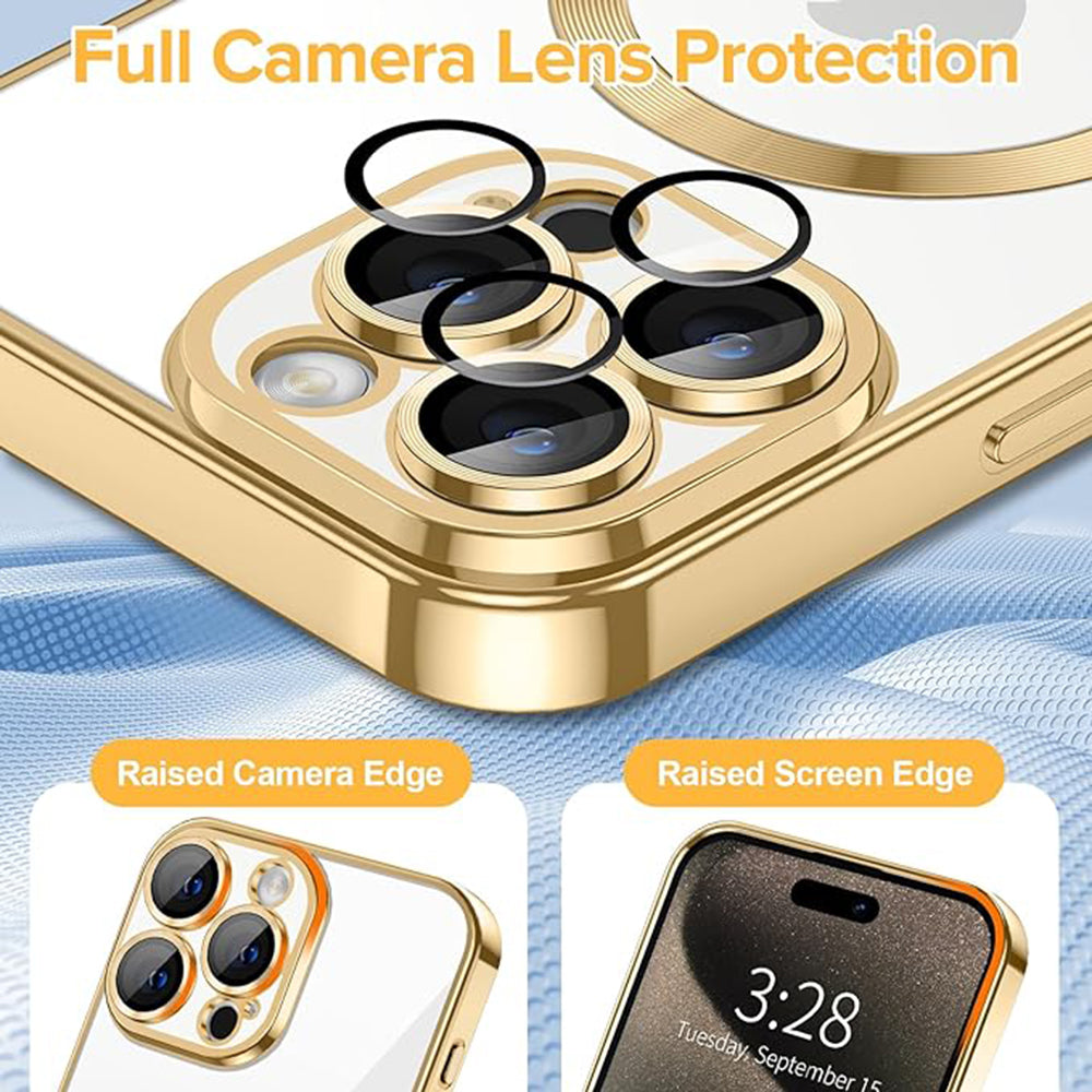 MagSafe maska za Apple iPhone 15 Pro, Techsuit, Luxury Crystal, Zlatna