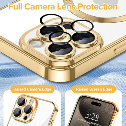 MagSafe maska za Apple iPhone 15 Pro, Techsuit, Luxury Crystal, Zlatna