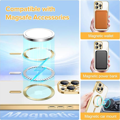 MagSafe maska za Apple iPhone 15 Pro, Techsuit, Luxury Crystal, Zlatna