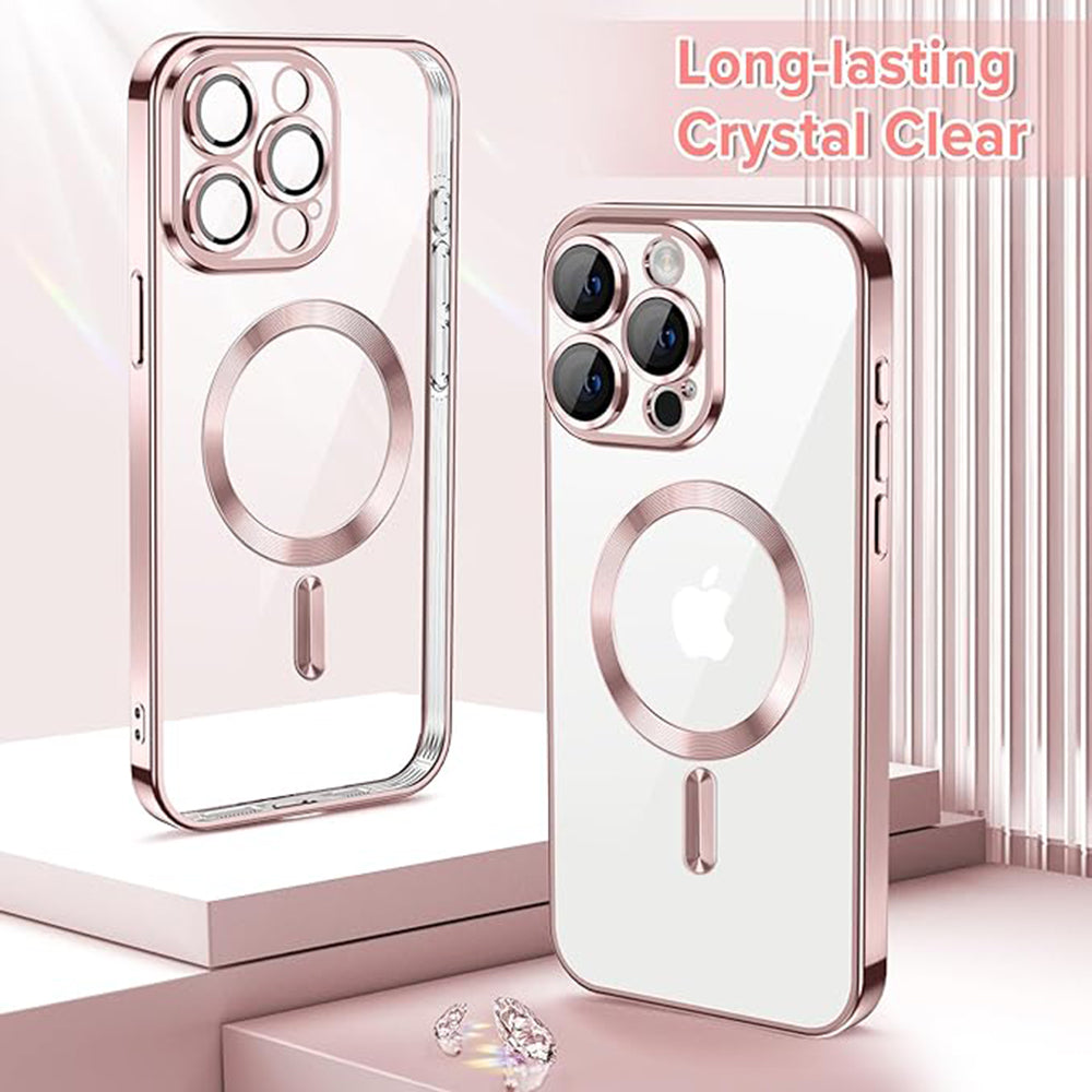 MagSafe futrola za Apple iPhone 15 Pro, Techsuit, Luxury Crystal, Roza