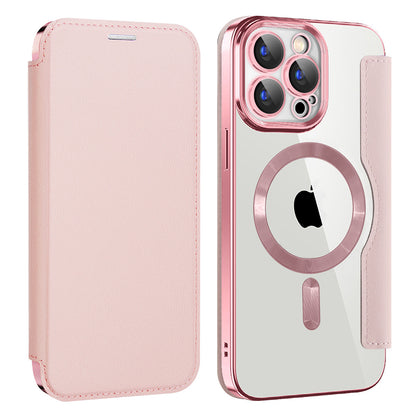 MagSafe futrola za Apple iPhone 15 Pro, Techsuit, SmartMag Book, Roza