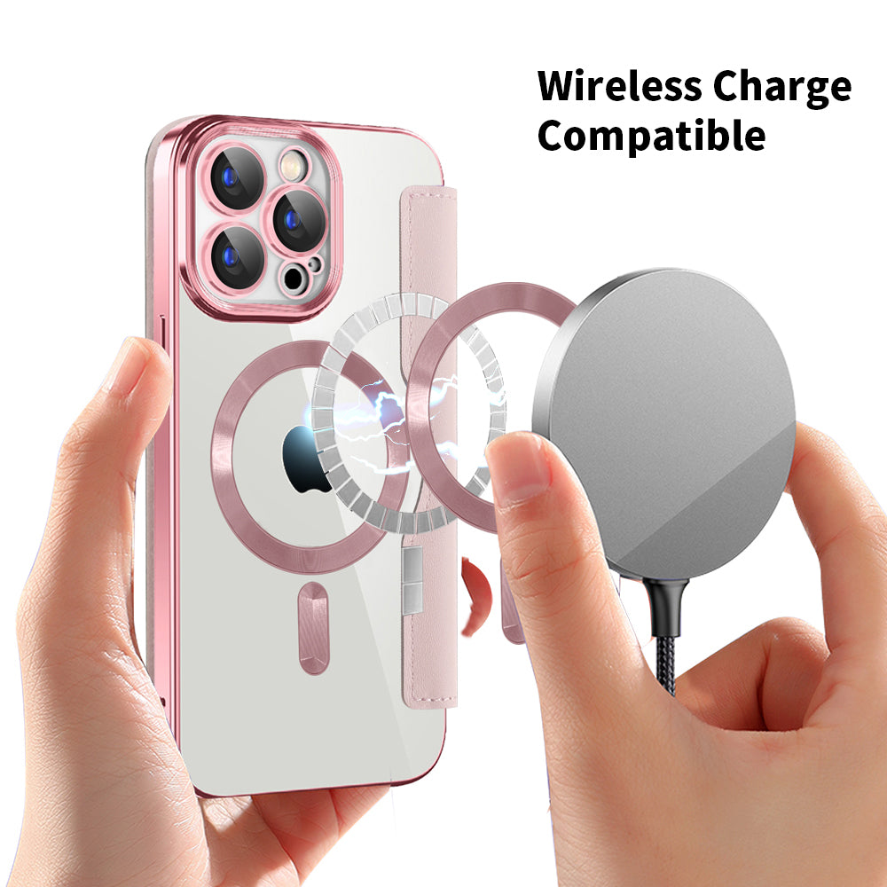 MagSafe futrola za Apple iPhone 15 Pro, Techsuit, SmartMag Book, Roza